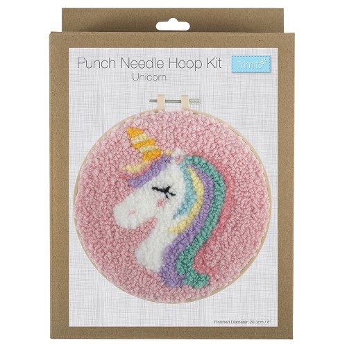 [DI-GCK191] Punch needle set met borduurring 20,3cm : Eenhoorn