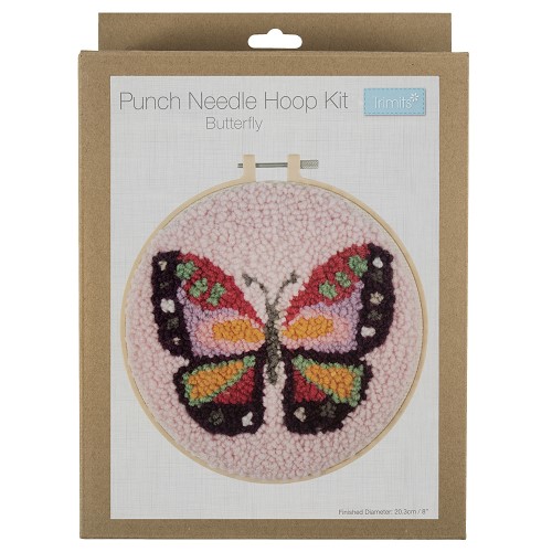 [DI-GCK192] Punch needle set met borduurring 20,3cm : Vlinder