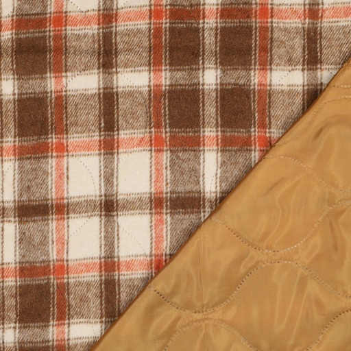 [VE-03673-002] Matelassé Checks Ecru/Brown/Orange