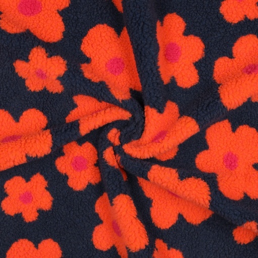[VE-03716-002] Teddy Flowers Navy/Orange