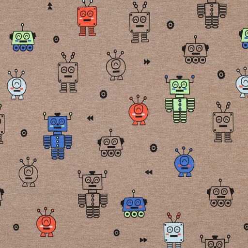 [VE-05120-016] Jersey Melange Neon Robots Taupe