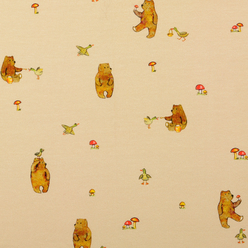 [HE-211990-0004] Jersey Digital Bear & Ducks Beige