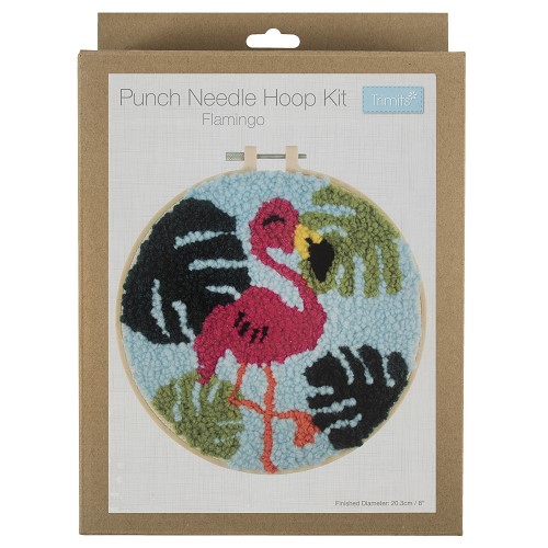 [DI-GCK193] Punch Needle Kit met borduurring 20,3cm : Pink Flamingo