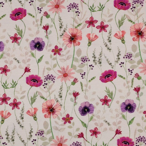 [VE-05626-002] Jersey Digital Fieldflower Ecru
