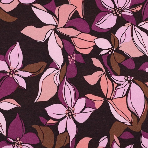 [VE-05634-004] Jogging Digital Rose Flower on Aubergine