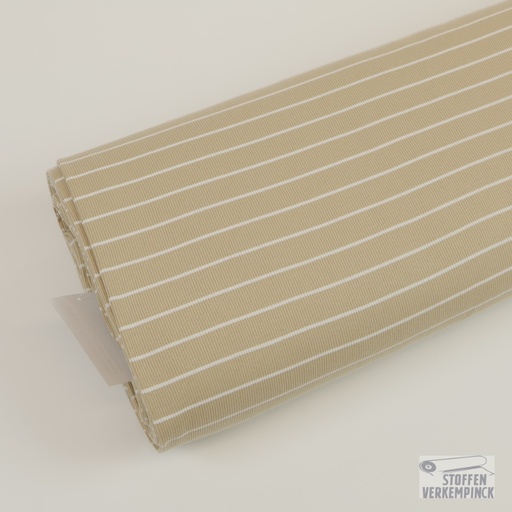 [NO-25421-052] Rib Jersey Horizontaal Gestreept Beige/Wit