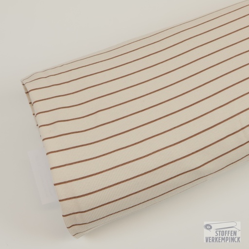 [NO-25421-151] Rib Jersey Horizontaal Gestreept Ecru/Caramel