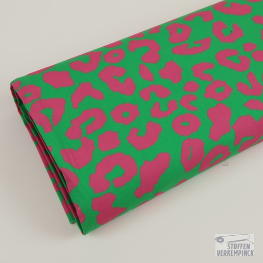 [POL-410118-42] Canvas "Leopard" Green/Pink