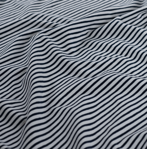 [QT-K47089-980] Jersey Katoen Yd Stripe Small White/Navy