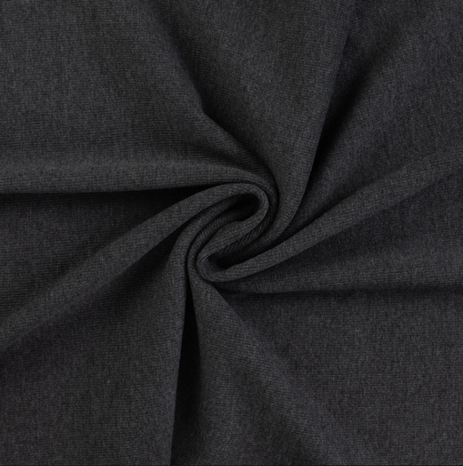 [QT-RS0368-968] Boordstof 2/1 Rib Dark Grey Melange