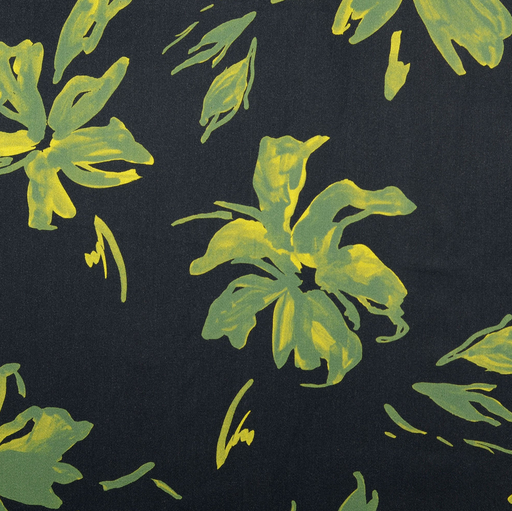 [HE-211905-0003] Viscose Satin Digital Green Flowers