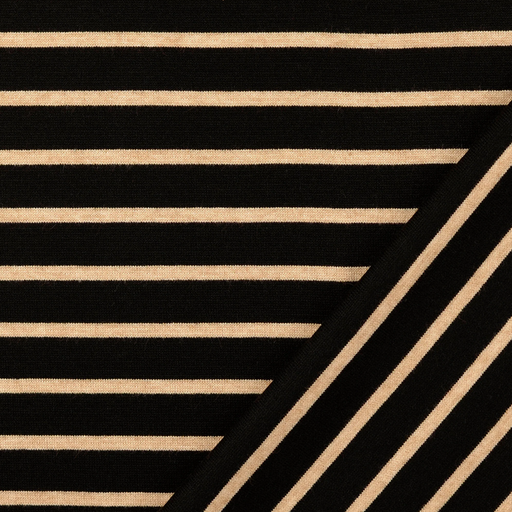 [HE-211958-0801] Jersey Jacquard Stripes Black/Beige