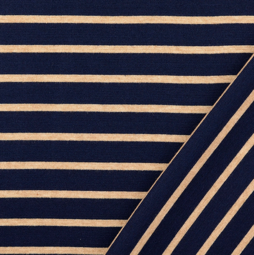 [HE-211958-0802] Jersey Jacquard Stripes Navy/Beige