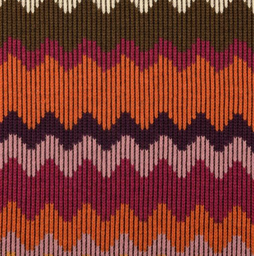 [HE-211988-5023] Dikke Jersey Zigzag Bordeaux/Kaki/Orange