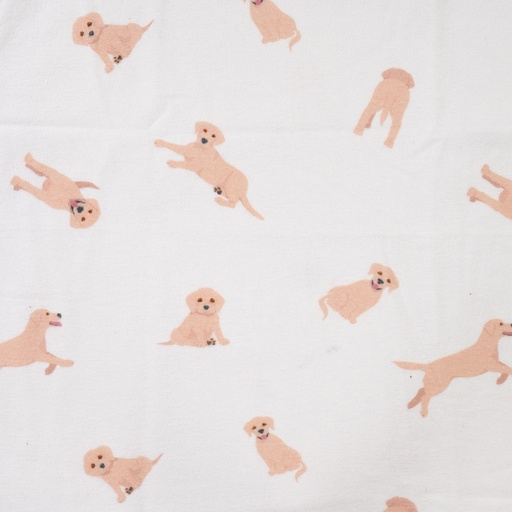 [QT-K48090-510] Flanel Digital Puppies Off White