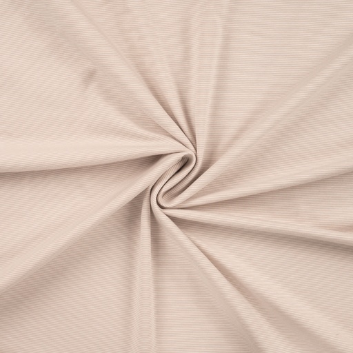 [QT-KC3009-153] Jersey Katoen Yd Stripe Small Sand/White