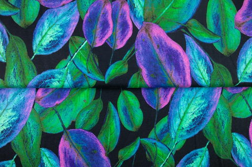 [ST-26805-10VI] Jersey Viscose Digital Leaves Green