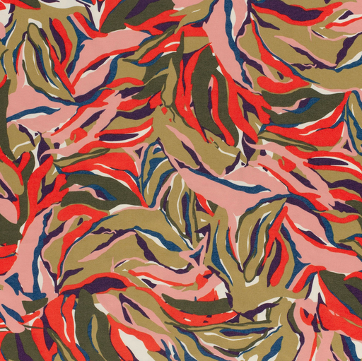 [NO-24049-011] Punta di Roma drawn Leaves Rose/Coral/Khaki
