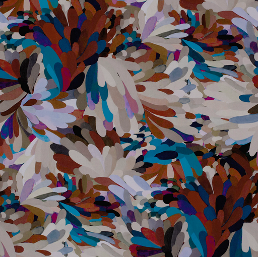 [NO-24058-014] Viscose Poplin Arty Floral Sand/Blue