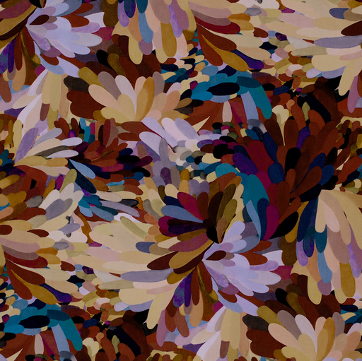 [NO-24058-126] Viscose Poplin Arty Floral Camel/Bordeaux