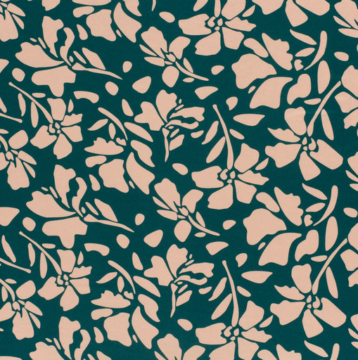 [NO-24085-128] Jersey Visco/Nylon Moderne Bloem Oud Groen