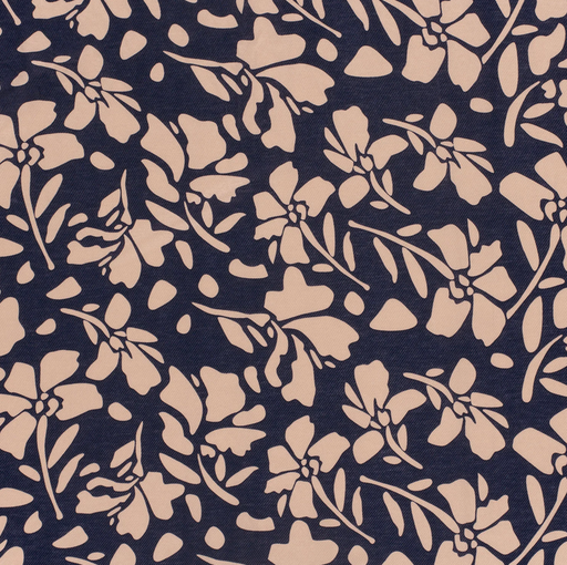 [NO-24085-008] Jersey Visco/Nylon Moderne Bloem Marine