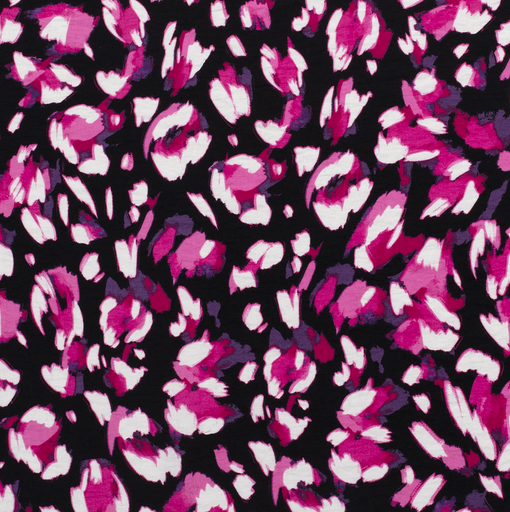 [NO-24164-069] Viscose/Nylon Crêpe Like Flowers Fuchsia/Black