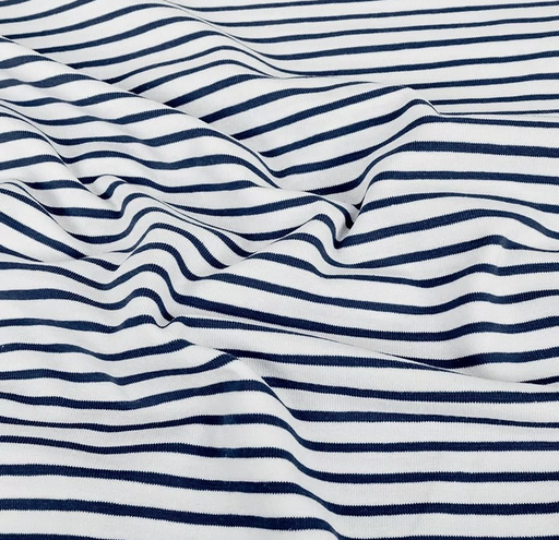 [MU-4088-8] Jersey Katoen Yd Stripe Navy