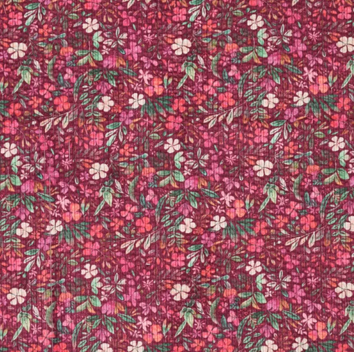 [KI-22242-870] Stretch Corduroy Digiprint Flowers - Pink