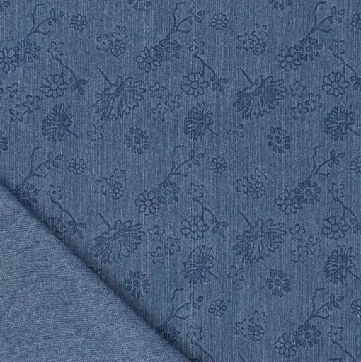 [KI-21741-693] Embossed Jeans 9.5 OZ  Blue