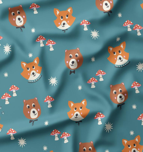 [DO-110305] Waterdichte stof voor regenjas met print Rodzi Blue/Orange