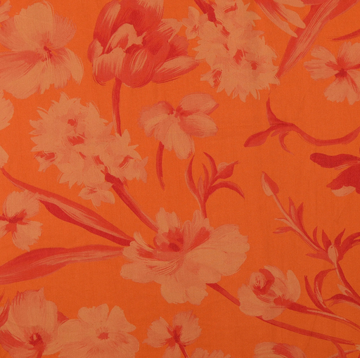 [HE-212301-0002] Viscose Satin Digital Flowerprint Orange