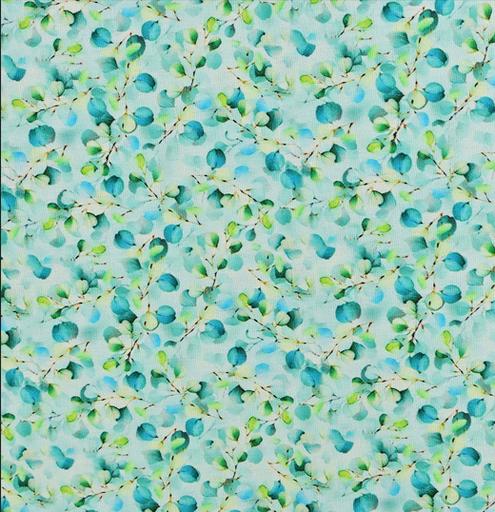 [MU-5829-6] Katoen poplin Digital Eucalyptus Green/Aqua