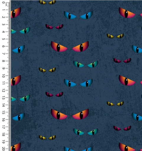 [MU-5886-8] Jersey Katoen Digital Cat Eyes Navy