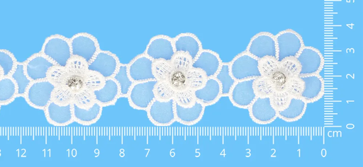 [DBF-62692-009] Etskant dubbele bloem met strass steen 38mm