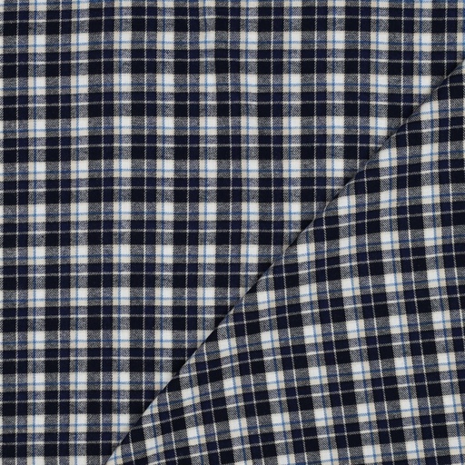 [VE-03863-002] Cotton Yarn Dyed brushed Small Checks Blue
