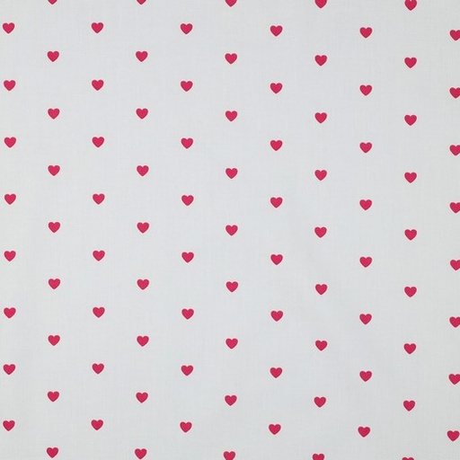 [VE-06120-006] Fine Popeline Fuchsia Hearts - White