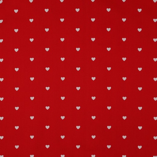 [VE-06120-015] Fine Popeline White Hearts - Red