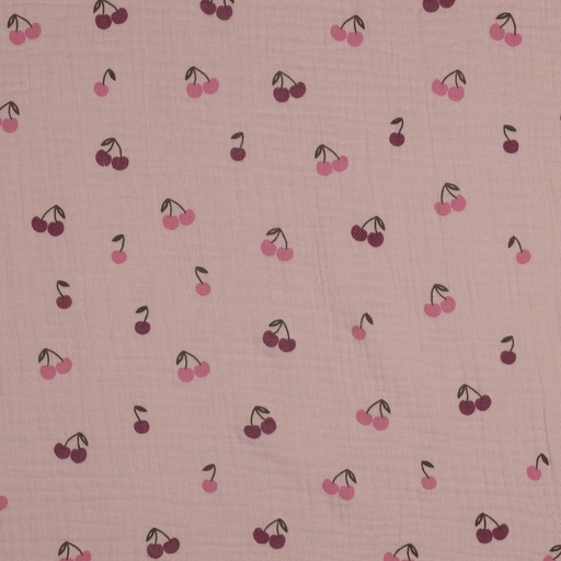 [VE-06129-015] Double Gauze Cherries - Rose