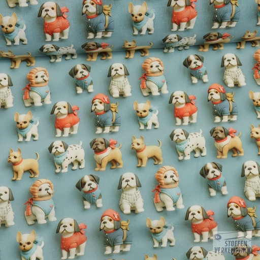 [VER-TREND ARCI GOSETS B-2] Katoen Dressed Dogs Dusty Blue