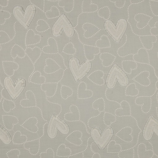 [VE-03885-001] Cotton Broderie Voile Hearts Ecru