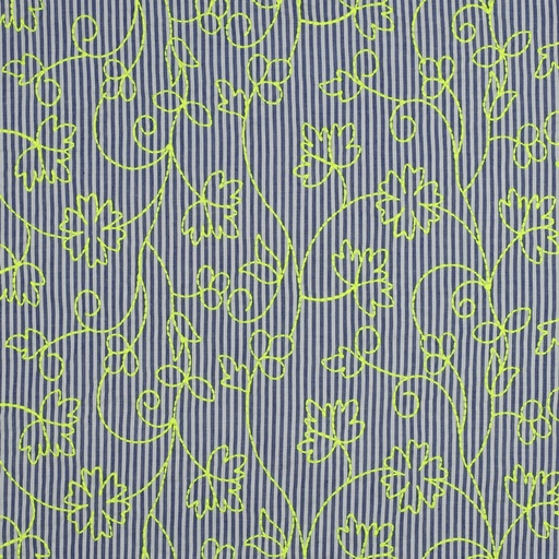[VE-03876-001] Cotton Stripes Neon Broderie Blue/Green