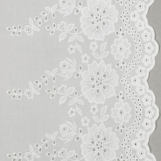 [VE-09634-001] Cotton Embroidery one-side Border White