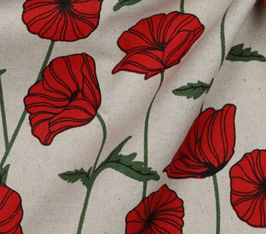 [VE-C6851-001] Coated Canvas Linen Look Poppy Flow - Natural
