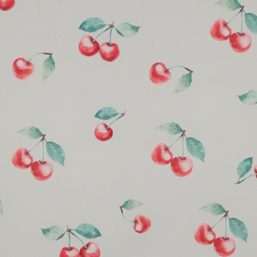 [VE-06749-001] Tablecloth Digital Waterproof Cherries White