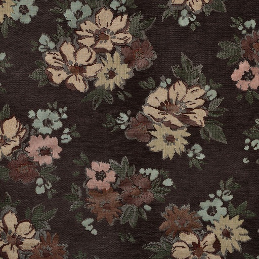[VE-03822-003] Gobelin Chenille Flowers Brown