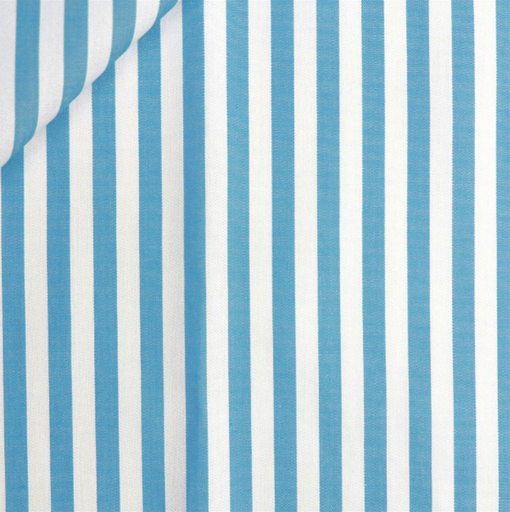 [CI-CAM BANBURY-61] Popeline Banbury Stripes 0.5 cm. Ciel