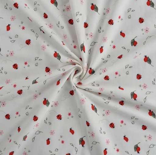 [QT-K10209-150] Jersey Katoen Ladybugs Red/off White