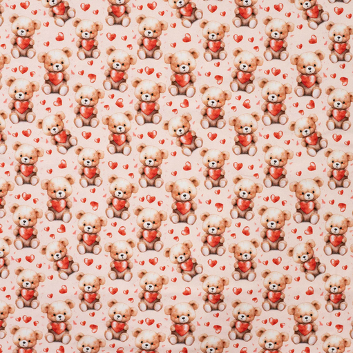 [QT-K50170-320] Jersey Katoen Digital Teddy Hearts Light Salmon