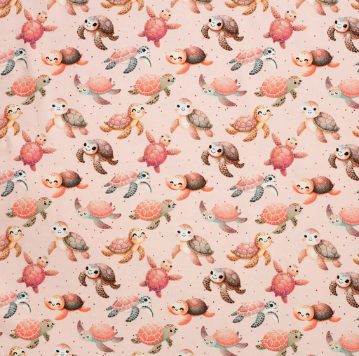 [QT-K50171-130] Jersey Katoen Digital Turtles Rose